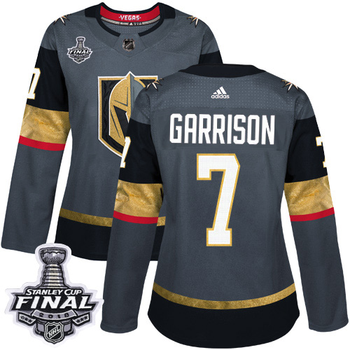 Adidas Golden Knights #7 Jason Garrison Grey Home Authentic 2018 Stanley Cup Final Women's Stitched NHL Jersey - Click Image to Close